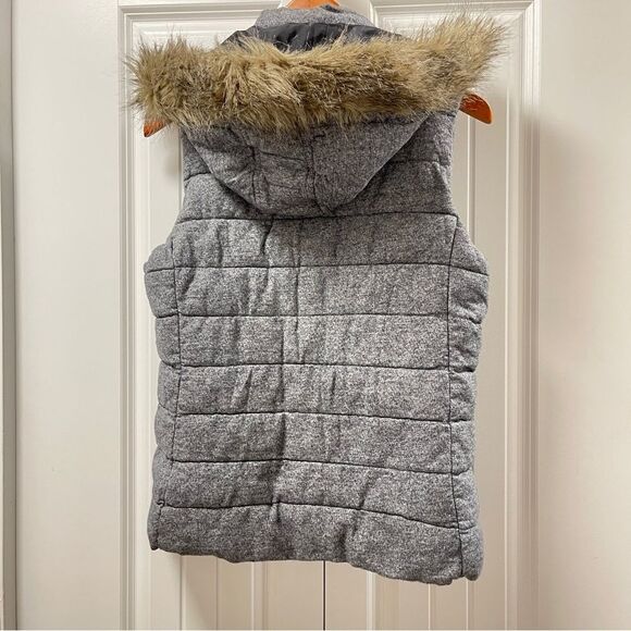 Banana Republic Faux Fur Herringbone Hooded Puffer Vest - S - Picture 5 of 16